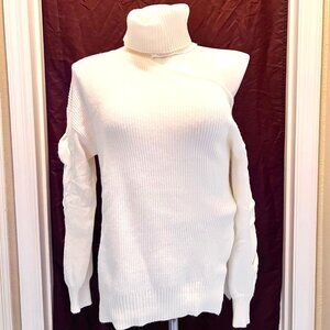 Gibson Latimer-NWT-Women's Off Shoulder Ivory Super Soft Turtleneck Sweater-Med